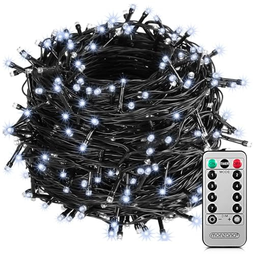 Monzana® 200 LED Lichterkette 20m Weihnachtsbaum Außen Innen Timer 8 Modi Dimmbar Fernbedienung IP44 Fenster Deko Weihnachten Beleuchtung Kaltweiß