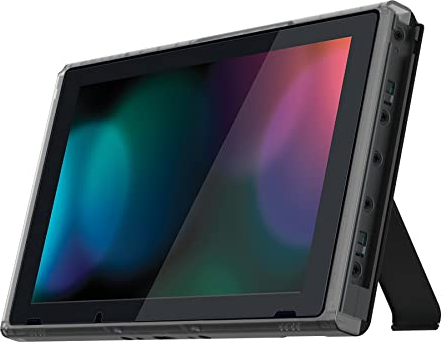 eXtremeRate Clear Black DIY Housing Shell for Nintendo Switch Console, Replacement Faceplate Front Frame for Nintendo Switch Console w/Volume Up Down Power Buttons - Console NOT Included