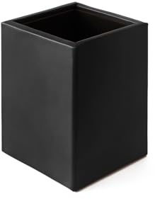 Eglooh - Minerva - Schreibtisch Stiftehalter Leder Schwarz - Quadratisches Design und handgefertigte Ausführungen - cm 7 x 7 x H.9,5 - Vollständig in Italien hergestellt