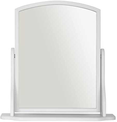 Home Selections Arched Wood Dressing Table Mirror, Grey, 44x44cm, Wooden Free Standing Tabletop Vanity Mirror