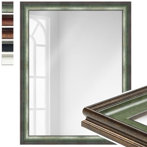 WANDStyle großer Spiegel Grün, großer Wandspiegel Vintage 70x90 cm | Barock Spiegel, Ganzkörperspiegel, Hängespiegel groß, Badspiegel Kunststoff, Flurspiegel Wand, H235 Made in Germany