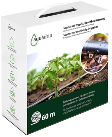 Miko® Aquadrip Tropfschlauchbewässerung Starter Set 60m hohe UV-Beständigkeit Resistent gegen Chemikalien und Düngemittel