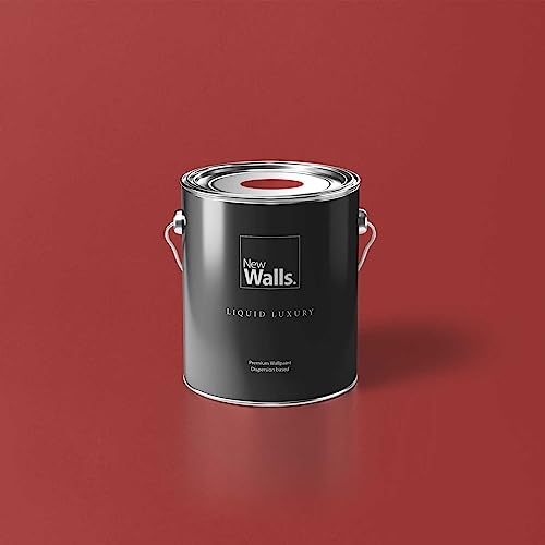 New Walls Premium Wandfarbe Rot, Kaminrot Liquid Luxury Dispersionsfarbe für Innenräume – 2,5 L