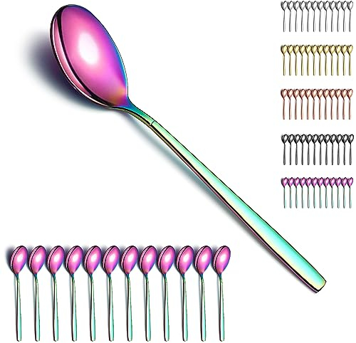Berglander Gold Cuillère à soupe 12, acier inoxydable titane léger or rose galvanisé cuillère à soupe couverts, cuillère à soupe en or cuillère à soupe ensemble