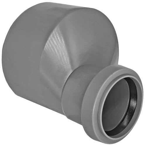 MegaHaustechnik HT Reduzierung exzentrisch mit Muffe DN50 x Rohr DN110, für Rohr Außendurchmesser 50mm auf Steck-Ende außen Ø 110mm, Reduktion Erweiterung Reduzierstück Übergang Adapter