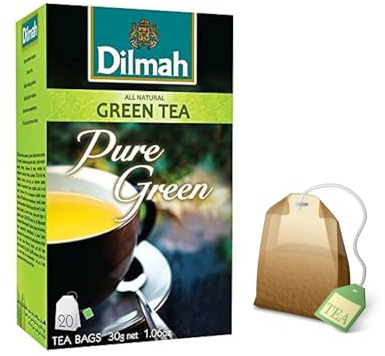 Dilmah® | Rent 100 % naturligt grönt te | Ceylon Green Tea Filters Enkelt omslag - 20 tepåsar (30 gr)