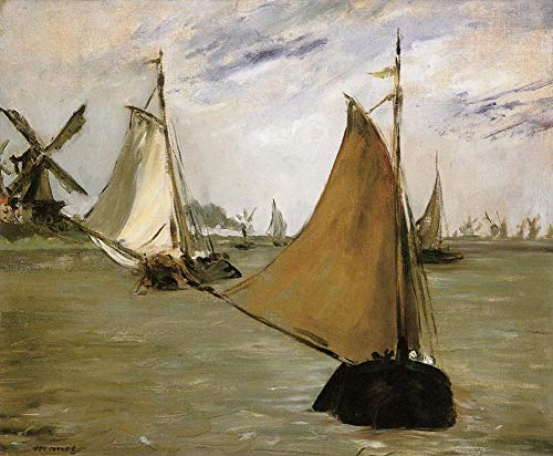Toperfect Kunstgemälde Ansicht von Holland Eduard Manet Segelschiffe am Meer Ölgemälde auf Leinwand, Wanddekoration 03, €50-2000 Handgemalt von Lehrern der Kunstakademien