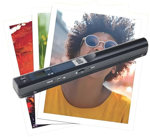 Scanner Portable pour Documents, A4, Photos, Reçus, 8,27 Pouces HD 900 DPI, Scanner Portable Couleur, Grande capacité de Stockage et Facile à Utiliser (Noir)