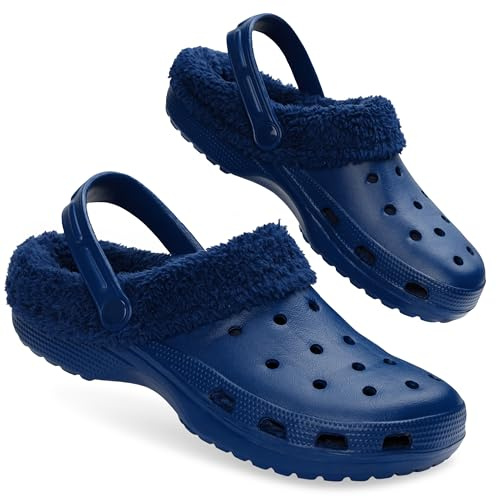 CityComfort Zoccoli Uomo, Foderato in Pile Ciabatte da Giardino, Pantofole da Casa - Regalo Uomo (Marine Blu, 43 EU)
