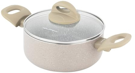 FLORINA Olla de aluminio ISLA 1,6L I 18 cm I Cacerola de aluminio con revestimiento antiadherente I Calentamiento rápido y uniforme I Asas suaves al tacto I Diseño estético
