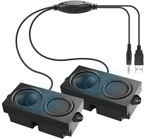 MEIRIYFA Altoparlanti per computer PC, Mini PC Altoparlante USB alimentato 3.5mm AUX jack ingresso con controllo del volume, altoparlante stereo per PC desktop tablet telefono (Nero, 1.2M)