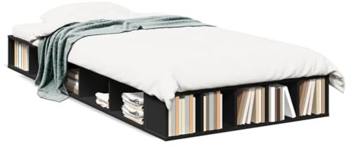 THOYTOUI Bettgestell, Betten Seniorenbett Tagesbett Bettsystem Geeignet für Gästezimmer Hotels Schlafzimmer Wohnungen Schwarz 90x200 cm Holzwerkstoff