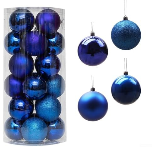 Aprilsunnyzone Lot de 24 boules de Noël à suspendre pour sapin de Noël, décoration de fête de mariage (bleu roi)