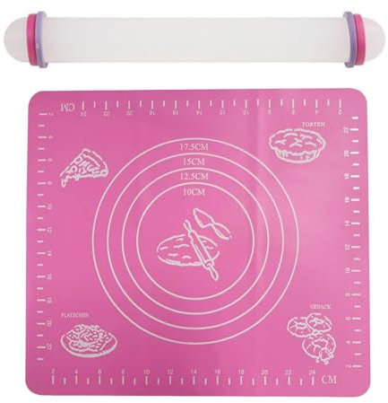 1 Plastic Rolling Pin, 1 Silicone Rolling Mat, Rolling Pin for Baking, Dough Rolling Pin, Baking Tools