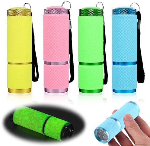Reh:ncla 4PCS Small Torch LED Kids Torch, Super Bright Mini Torches with 9 LEDs, Colorful Glow in Dark Torch Light with Lanyard for Boys Girls Camping Hiking Outdoor Gifts