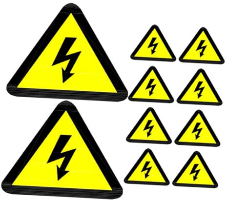 HAWILLOSCH 10pcs Electric Shock Sign Sticker Yellow Triangle High Voltage Warning Caution Sticker for Electrical Panel Home Farm Industrial Use Safety Warning Products