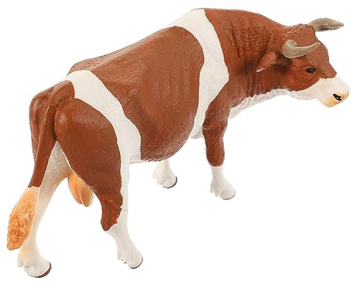Alipis Figura de Vaca Simmental de PVC para Niños y Decoración | Modelo de Granja, Estilo Caricatura Adorable, Apto para Jardín y Decoración de Tartas