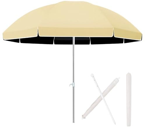 Parasol de Table d'extérieur Patio Market, Parasol de Plage Rond Vintage, 180/220/240/260 cm, Parasol Portable, Protection UV, étanche pour Jardin, Arrière-cour, Terrasse, Piscine(Khaki,180cm(5.9ft))
