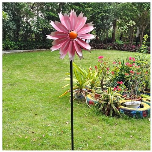 Hazomeu Magische WindmüHle Aus Metall 149cm Groß Windrad FüR Den Garten Aus Metall Edelstahl Kugellager WindmüHle Garten Groß Wetterfestes Gartendeko,Pink