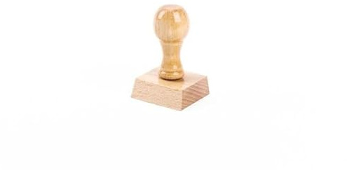 Mister Timbri Timbro in Legno Manuale 30x30 mm Quadrato Personalizzabile - 2 Righe di Testo, Ecologico e Ideale per Dati Aziendali o Firma