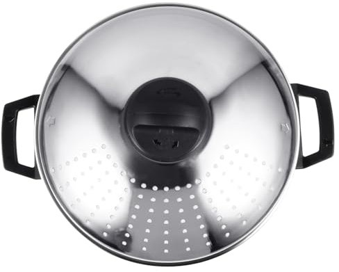 Gatuida Schnellkochtopf Nudeltopf Edelstahl 24cm mit Siebdeckel Sicherer Verschluss für Pasta und Suppen Vielseitig Einsetzbar Bruchfest