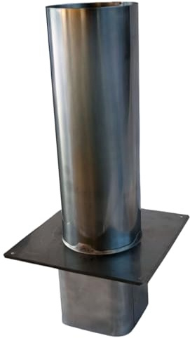 Massive Schornsteinkopf-Verlängerung/Kaminabdeckung Edelstahl V2A – mit eckigem Einschub - DN 200, Höhe 1000 mm