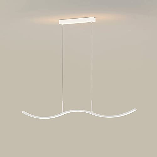 Lámpara Colgante Lineal de Arco Minimalista, lámpara Colgante de Techo Blanca, Tira LED de 64 W, Accesorios de iluminación suspendidos, Isla de Cocina, Sala de Estar, Restaurante, Hotel, recepció