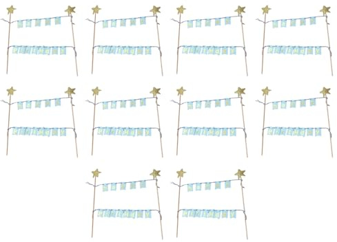 10 Set Happy Birthday Kuchen Wimpelkette Toppers Glitzer Stern Flaggen Banner Supplies für Party Dekorationen und Feiern