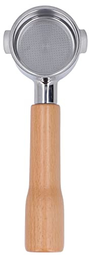 51 mm sans fond Portafilter en acier inoxydable 2 oreilles Handle de café avec panier de filtre détachable pour les machines à expresso Eco310 et les cafetières de style italien (C1 Beech)