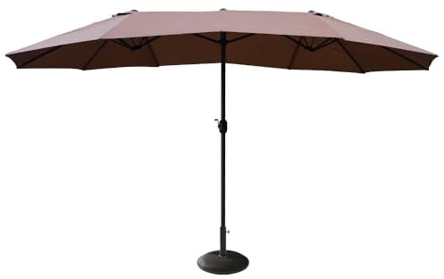 Generico Ombrellone Doppio da Giardino Alba – 440x266 cm, Palo Centrale Antivento, Copertura in Poliestere, Struttura in Metallo, Chiusura Salvaspazio – Ideale per Bar, Hotel, Terrazze ed Esterni