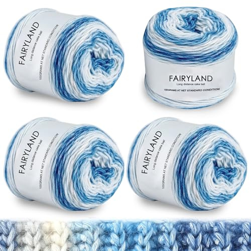 4 Stück Farbverlaufsgarn, 4x100g Strickgarn Häkelgarn, Mehrfarbiges Gradient Häkelgarn, Gradient Wolle zum Häkeln für Stricken, Häkeln, DIY Schal, Decke, Mütze, Pullover, Handarbeiten (1164)
