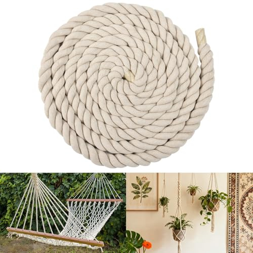 WEFHEF Cordón de Algodón 20mm*4m, Cuerda de Macramé Trenzado, Cordón de Algodón Grueso Beige, Hilo Macrame Retorcido,Grueso y Suave para Decoración de Macramé Bricolaje Manualidades Artesanía