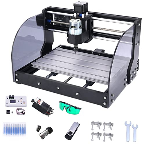MRVAKDYDI Mini Wood Lathe Machine, CNC 3018 Pro Max 3 Axis GRBL Control Router Machine Engraver Wood Plastic Acrylic PVC PCB Working Area 30x18x4cm(1W)