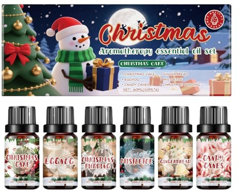 Hoiffret - Olio profumato natalizio, 6 pezzi, olio natalizio per stampi, rilassante per sapone casa, camera da letto, soggiorno, sapone interno, feste per adulti