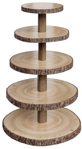 Wood Cupcake Stand, 5 Tier Wooden Cupcake Tower, Large Rustic Cupcake Display Holder Stand, Tiered Dessert Stands for Farmhouse Decor, Baby Shower, Wedding, Birthday, Party