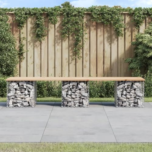 Gecheer Garden Bench Gabion Design 203x44x42 cm Solid Wood Pine Gabions Model834341