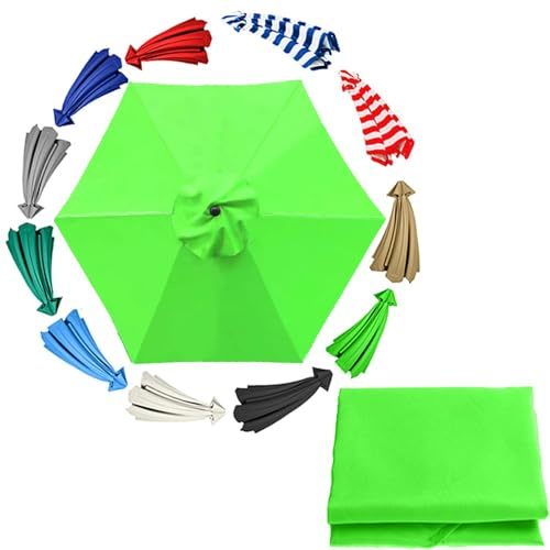 Fade Resistant Umbrella Canopy, 6 Ribs Anti-UV Outdoor Table Parasol Replacement Cover, Round Umbrella Top Replacement Cloth for Garden Market(Green, 2.7m(9ft))