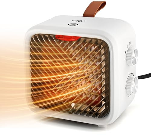CTSC Indoor Electric Heaters, 1500W Small Electric Heaters for Indoor Use with Thermostat, High-efficiency PCT material, 3 Modes Portable Fan Heater, For Bedroom, Home and Office