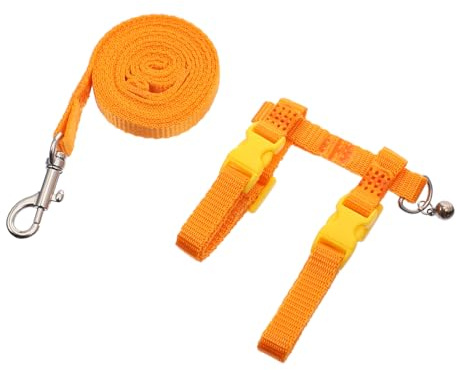 MUELODSIC 2 Stück Haustier brustgeschirr Orange Kleines Verstellbares Zuggeschirr für Kaninchen Meerschweinchen Leichtes Langlebiges Traction Rope für Sichere Spaziergänge und