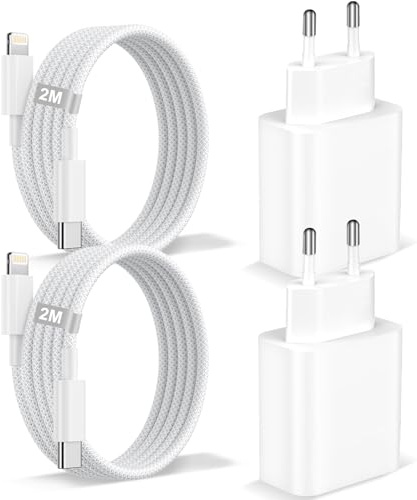 2 Pack Cargador iPhone Carga Rapida y Cable USB C a Lightning 2M, 20W Cargador Tipo C Carga Rapida Enchufe USB C para iPhone 14/14 Pro /14 Pro MAX /14 Plus /13 12 11 X XS XR, iPad Air Mini
