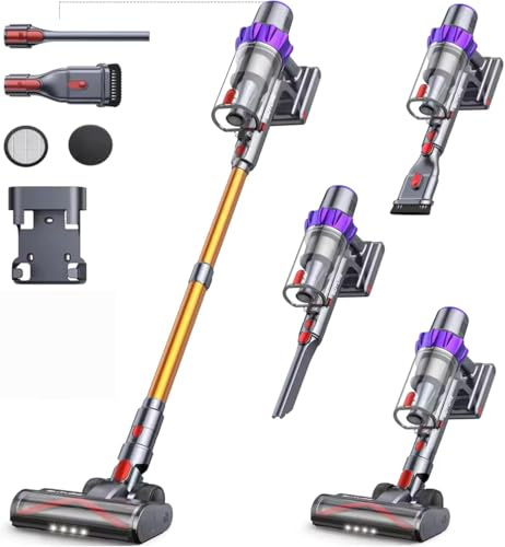 BUTUR VC80 Aspirateur sans Fil 500W/48000Pa, aspirateur Balai Puissant avec réservoir à poussière de 1.5L, Batterie Amovible, aspirateur à Main pour Tapis, sols durs et Poils d’Animaux