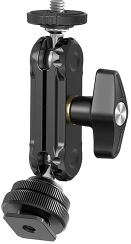Kompatibel mit DSLR-Kameras – Doppelkugelkopf-Magic-Arm mit Blitzschuh und 1/4-Schraubanschluss, Videozubehörklemme