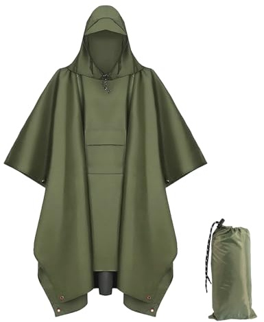 Gyism Vattentät regnponcho för kvinnor och män, mångsidig regnjacka utomhus med huva och fickor, 3-i-1 multifunktionell regnrock regnskydd regnponcho för vandring och camping