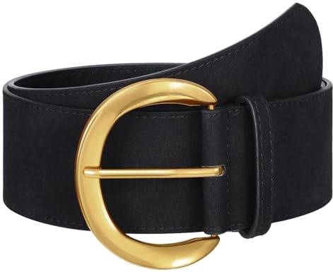 WHIPPY Damen Breiter Gürtel für Kleid Mode Wildleder Gürtel Damen Taillengürtel mit Goldschnalle