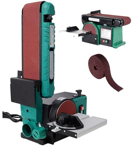Ponceuse à bande 4 x 36 et polisseuse à disque 6, inclinaison réglable 0-90°, table biseautable 0-45°, ponceuse de table 120V pour projets de bricolage en bois et métal