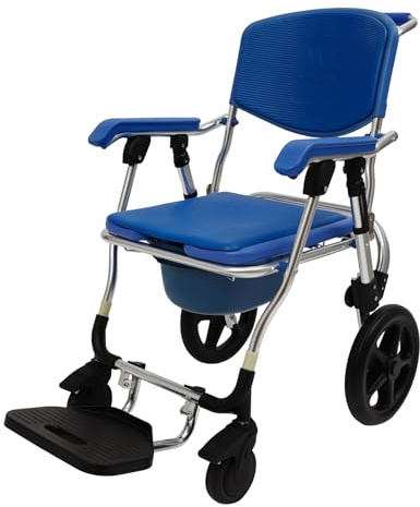 Toilettenstuhl Fahrbar, Duschstuhl Mit Armlehnen Und Rollen, Duschrollstuhl Toilettenstuhl Für Senioren, 125kg Traglast