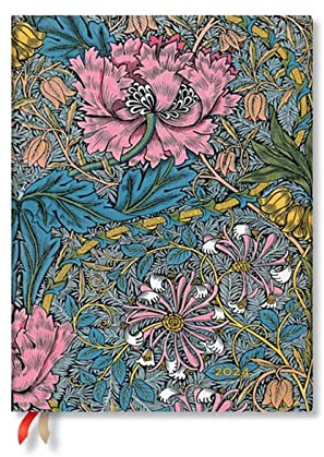 Paperblanks 12-Monatskalender 2024 Morris Heckenkirsche in Pink | Vertikal | Ultra (180 × 230 mm)