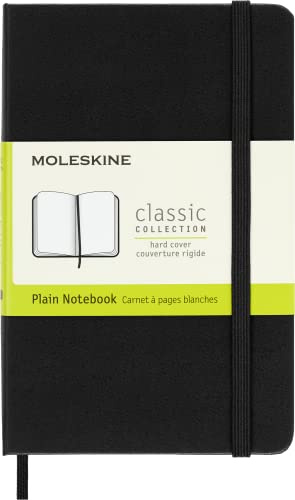 Moleskine - Cuaderno Clásico con Hojas Lisas, Tapa Dura y Cierre Elástico, Color Negro, Tamaño Pequeño 9 x 14 cm, 192 Hojas