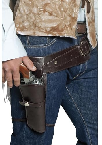 Smiffys Authentische Western Kollektion, Umherstreifender Räuber Gürtel und Holster, Einzelnes Holster Halloween