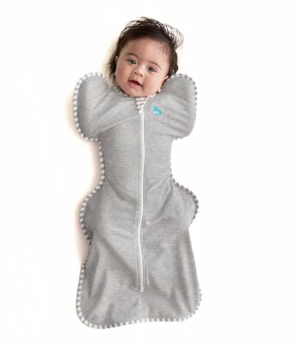 Love To Dream Swaddle Up, Größe S, 3,5–6 kg, Grau, eng anliegende Passform, unterstützt gesunden Schlaf, 1,0 Tog für 20–24°C, maschinenwaschbare Baumwolle, Von Hebammen empfohlen, Doppelreißverschluss